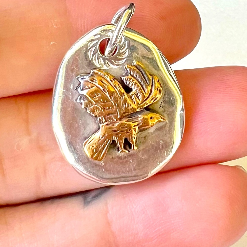 Heavy Sterling Silver Eagle Pendant Gem